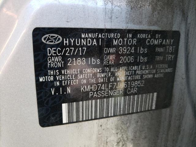 VIN KMHD74LF7JU619852 2018 Hyundai Elantra, SE no.12