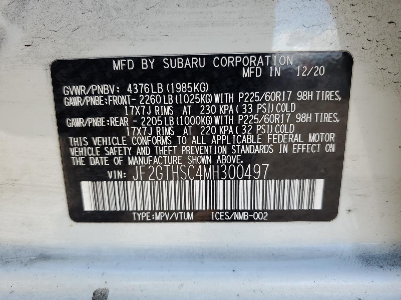 Lot #2988350801 2021 SUBARU CROSSTREK