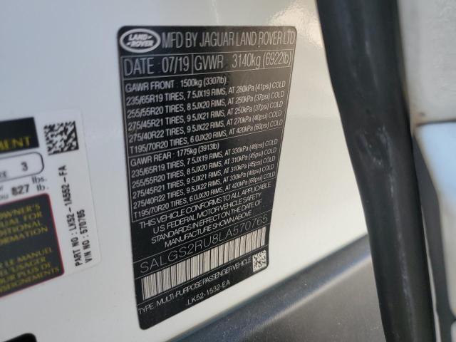 2020 LAND ROVER RANGE ROVE - SALGS2RU8LA570765