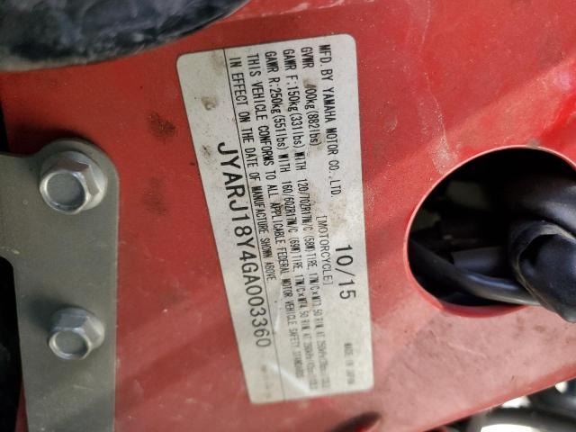 2016 YAMAHA FZ6 RC JYARJ18Y4GA003360