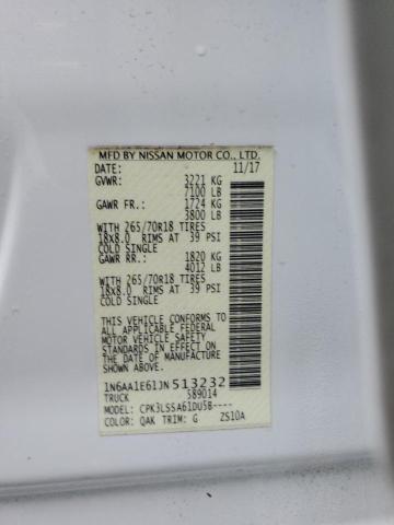 2018 NISSAN TITAN SV - 1N6AA1E61JN513232