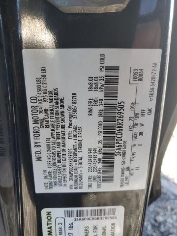 VIN 3FA6P0CD6KR269505 2019 Ford Fusion, Sel no.12