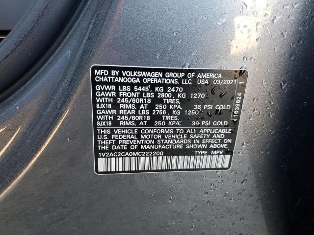 2021 VOLKSWAGEN ATLAS CROS - 1V2AC2CA0MC222200
