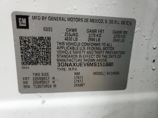 2021 CHEVROLET EQUINOX LT - 3GNAXUEV6MS151880