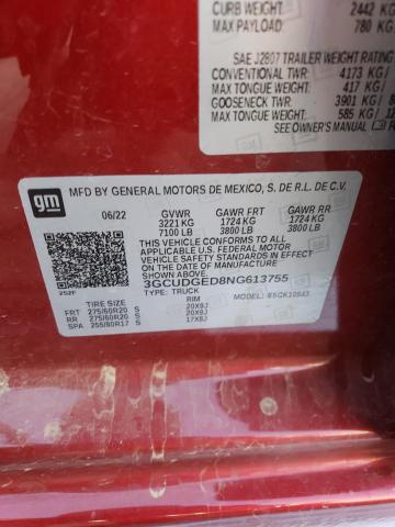 2022 CHEVROLET SILVERADO - 3GCUDGED8NG613755
