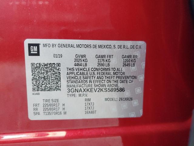 VIN 3GNAXKEV2KS589586 2019 Chevrolet Equinox, LT no.13