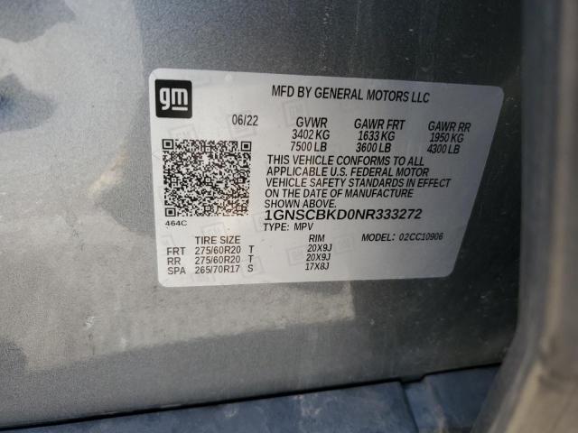 2022 CHEVROLET SUBURBAN C - 1GNSCBKD0NR333272