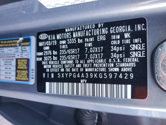 2019 KIA SORENTO L - 5XYPG4A39KG597429