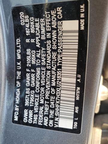 2020 HONDA CIVIC LX - SHHFK7H3XLU218351