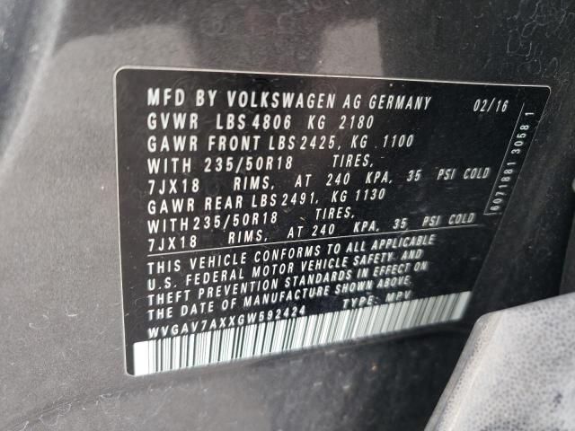 VIN WVGAV7AXXGW592424 2016 Volkswagen Tiguan, S no.13