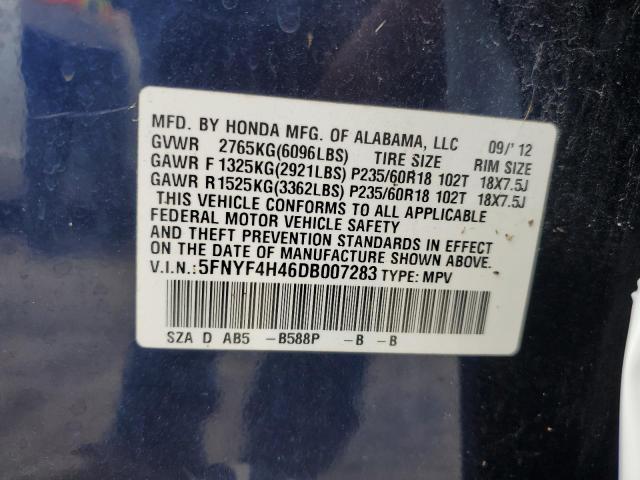 VIN 5FNYF4H46DB007283 2013 Honda Pilot, EX no.14