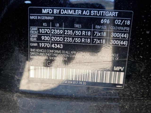 VIN WDCTG4EB6JJ494574 2018 Mercedes-Benz GLA-Class,... no.12