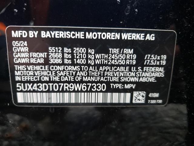 VIN 5UX43DT07R9W67330 2024 BMW X4 no.13