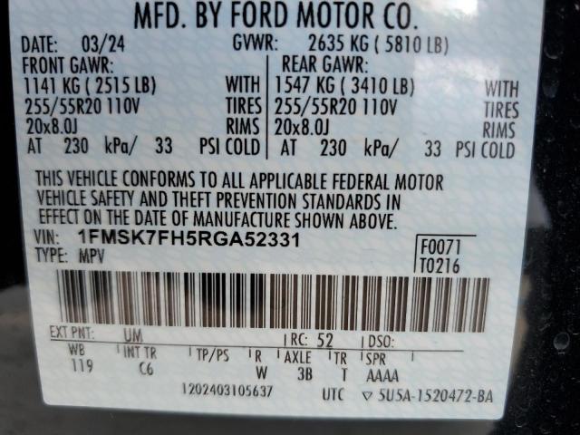 2024 FORD EXPLORER L - 1FMSK7FH5RGA52331