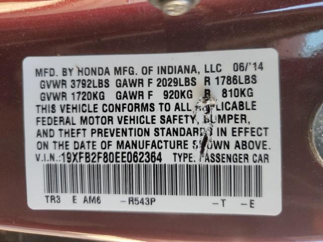 VIN 19XFB2F80EE062364 2014 Honda Civic, EX no.13