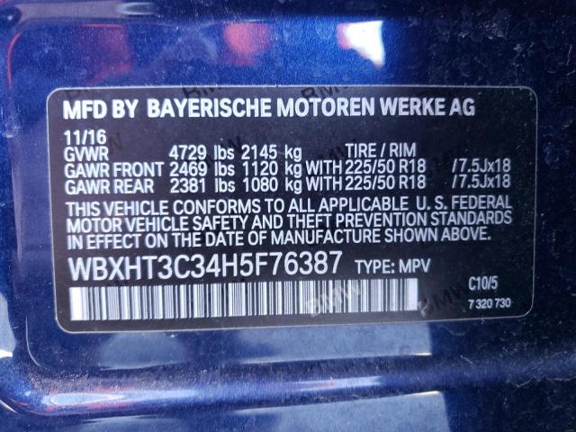 VIN WBXHT3C34H5F76387 2017 BMW X1, Xdrive28I no.13