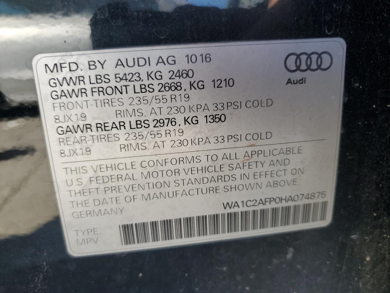 Lot #2986948794 2017 AUDI Q5 PREMIUM