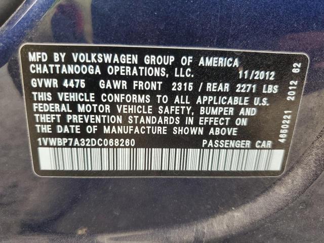 VIN 1VWBP7A32DC068260 2013 VOLKSWAGEN PASSAT no.12