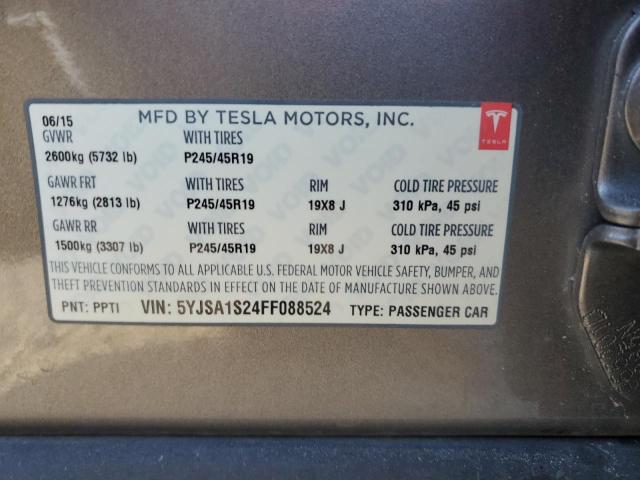 VIN 5YJSA1S24FF088524 2015 Tesla MODEL S, 70D no.13