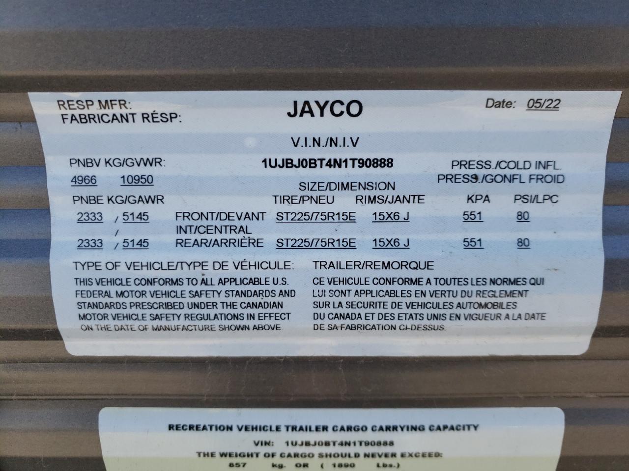 Lot #3023394290 2022 JAYCO JAY FLIGHT