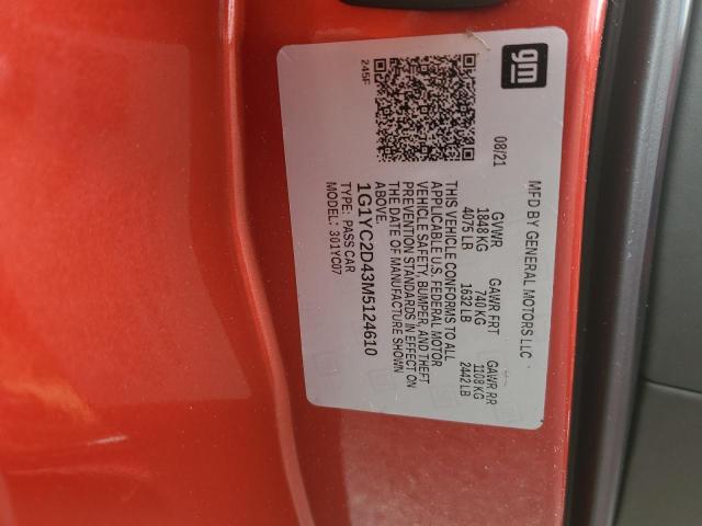2021 CHEVROLET CORVETTE S - 1G1YC2D43M5124610
