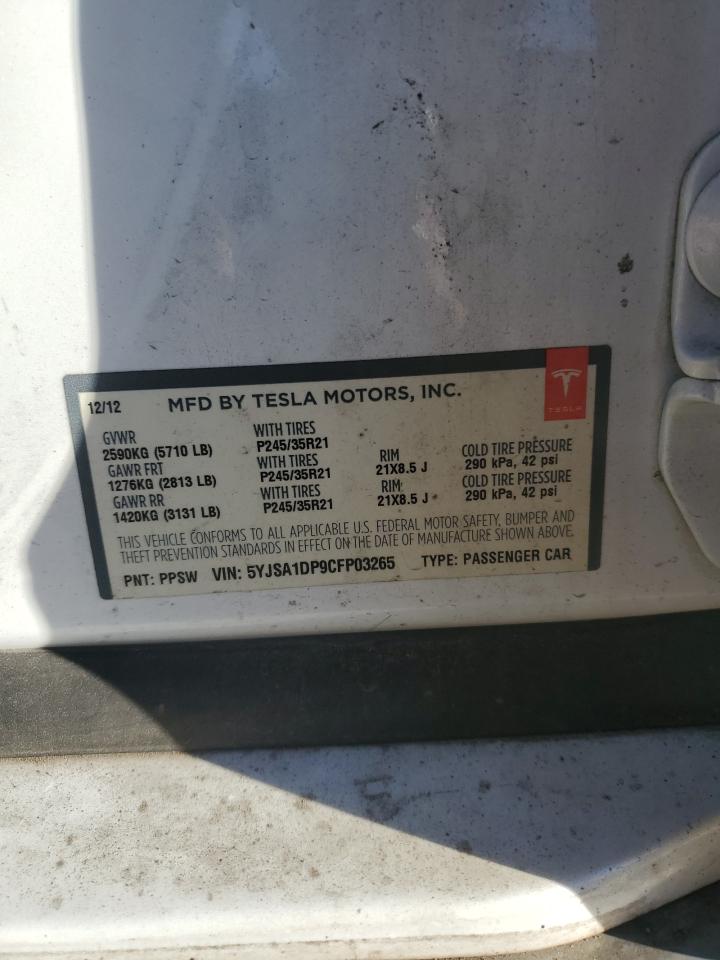 Lot #2994342054 2012 TESLA MODEL S