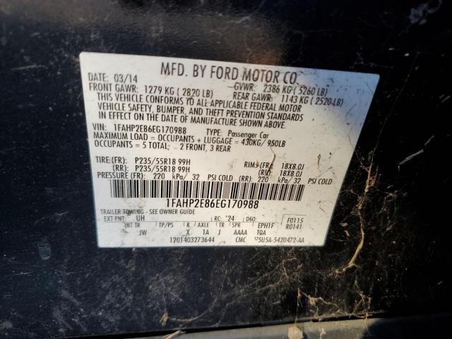 VIN 1FAHP2E86EG170988 2014 Ford Taurus, Sel no.13