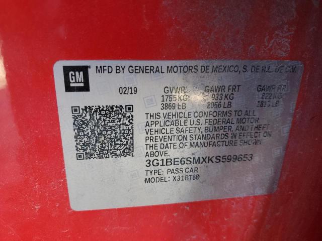 2019 CHEVROLET CRUZE LT - 3G1BE6SMXKS599653