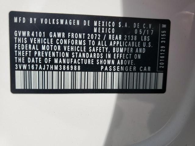 2017 VOLKSWAGEN JETTA S - 3VW167AJ7HM386988