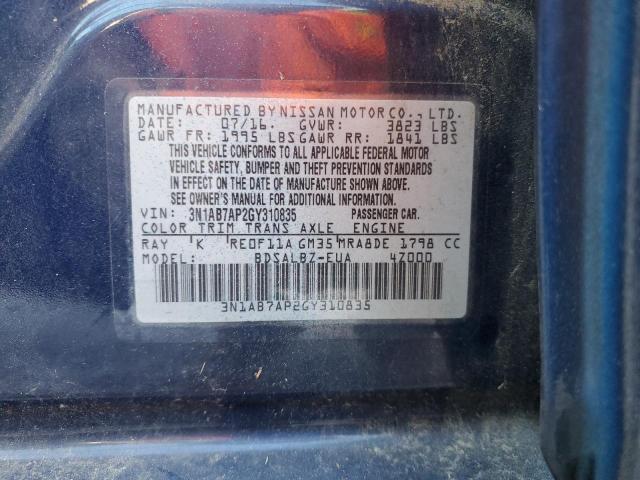 2016 NISSAN SENTRA S - 3N1AB7AP2GY310835