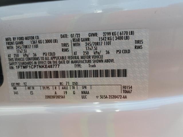 2022 FORD F150 - 1FTMF1CP7NKE48777
