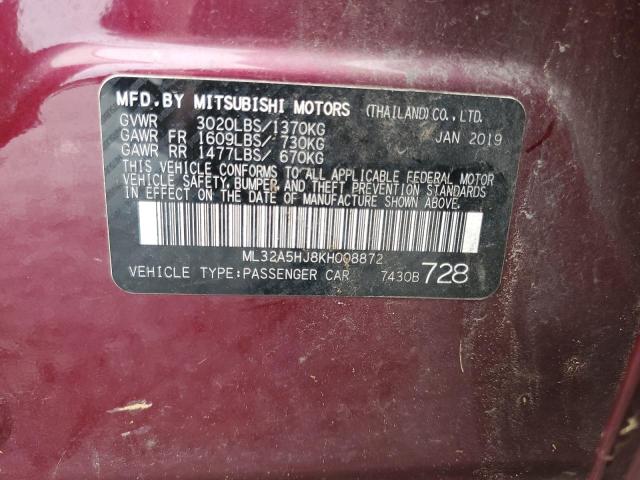 VIN ML32A5HJ8KH008872 2019 Mitsubishi Mirage, LE no.13