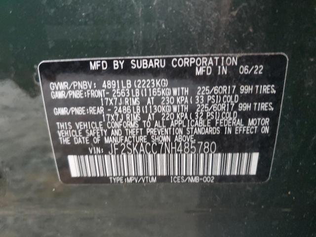 2022 SUBARU FORESTER JF2SKACC7NH485780