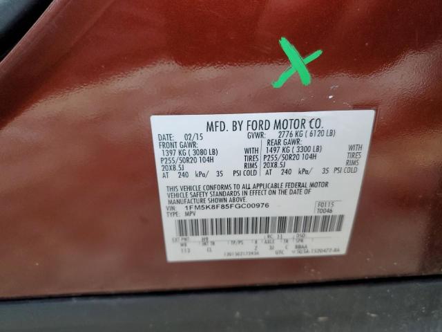 2015 FORD EXPLORER L - 1FM5K8F85FGC00976