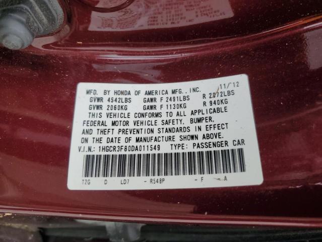 VIN 1HGCR3F80DA011549 2013 Honda Accord, Exl no.13