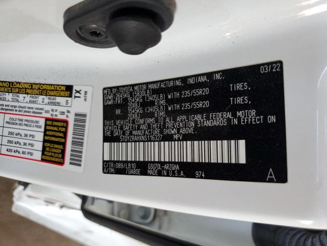 VIN 5TDYZRAHXNS116327 2022 Toyota Highlander, Limited no.14