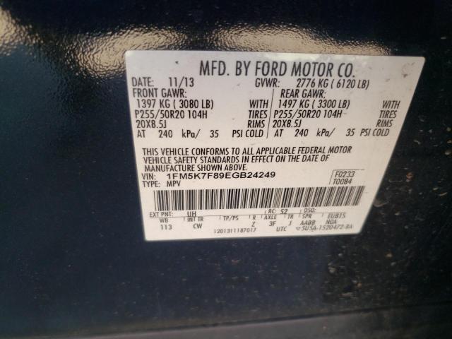 VIN 1FM5K7F89EGB24249 2014 Ford Explorer, Limited no.13