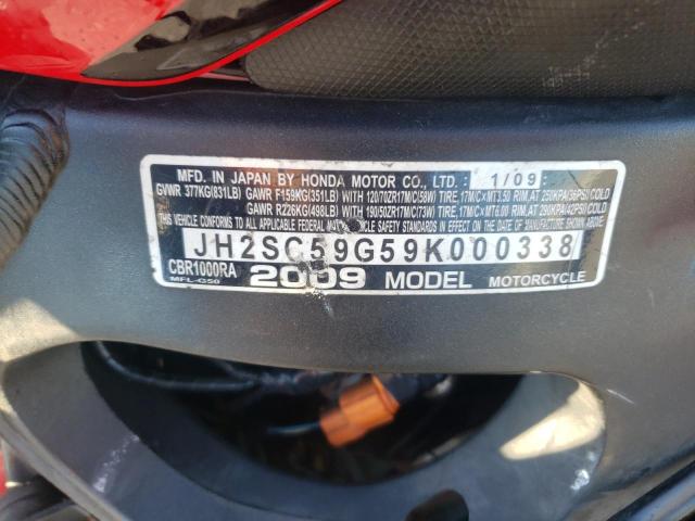 2009 HONDA MOTORCYCLE JH2SC59G59K000338