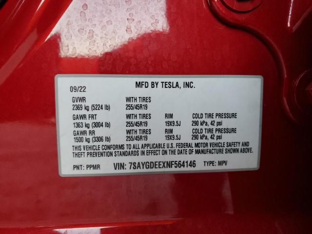 2022 TESLA MODEL Y - 7SAYGDEEXNF564146