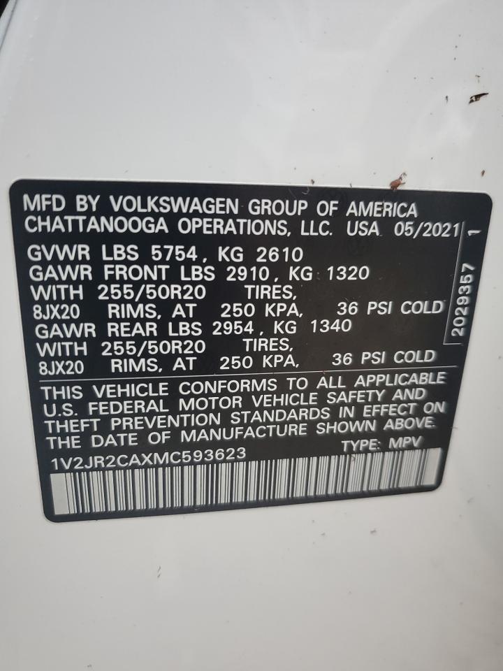 Lot #2943121576 2021 VOLKSWAGEN ATLAS SE