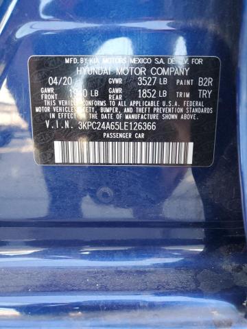 VIN 3KPC24A65LE126366 2020 Hyundai Accent, SE no.12