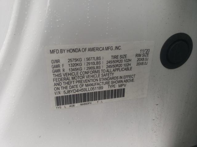 2020 ACURA MDX TECHNO - 5J8YD4H59LL051189