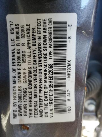 2017 HONDA CIVIC EX - 19XFC1F35HE022068