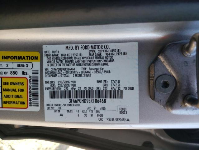 VIN 3FA6P0HD9ER186468 2014 Ford Fusion, SE no.12