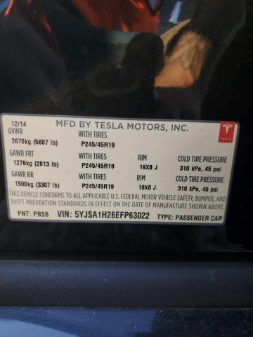 VIN 5YJSA1H26EFP63022 2014 TESLA MODEL S no.12