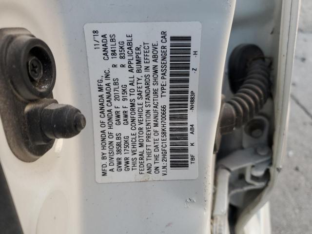 2HGFC1E58KH700666 2019 HONDA CIVIC