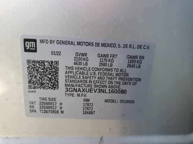 2022 CHEVROLET EQUINOX LT - 3GNAXUEV3NL160080