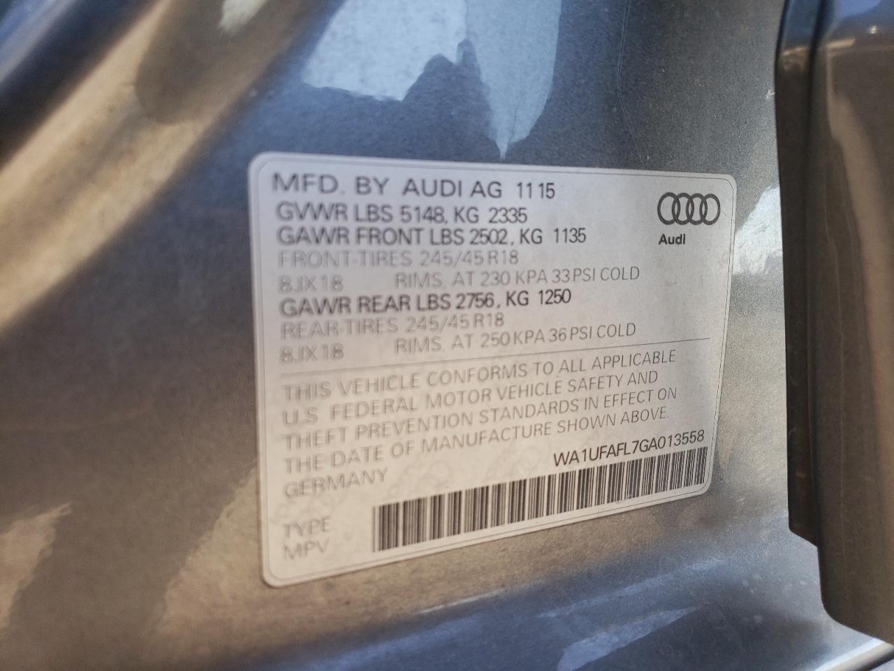 Lot #2974796209 2016 AUDI A4 ALLROAD