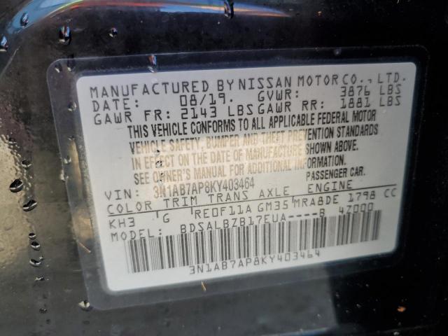 VIN 3N1AB7AP8KY403464 2019 Nissan Sentra, S no.13