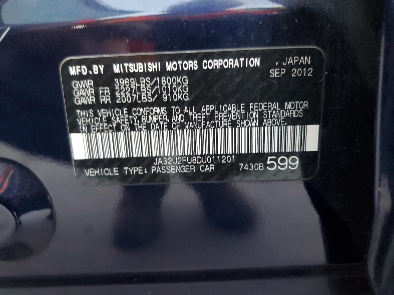 Lot #2959668910 2013 MITSUBISHI LANCER ES/